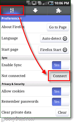 connect firefox android app to sync
